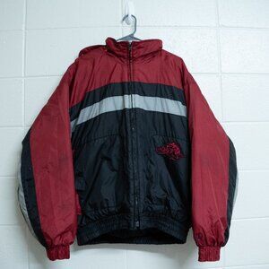 Vintage 90s ARKANSAS RAZORBACKS Pro Player Puffer Jacket XL - WITH ORIGINAL HOOD